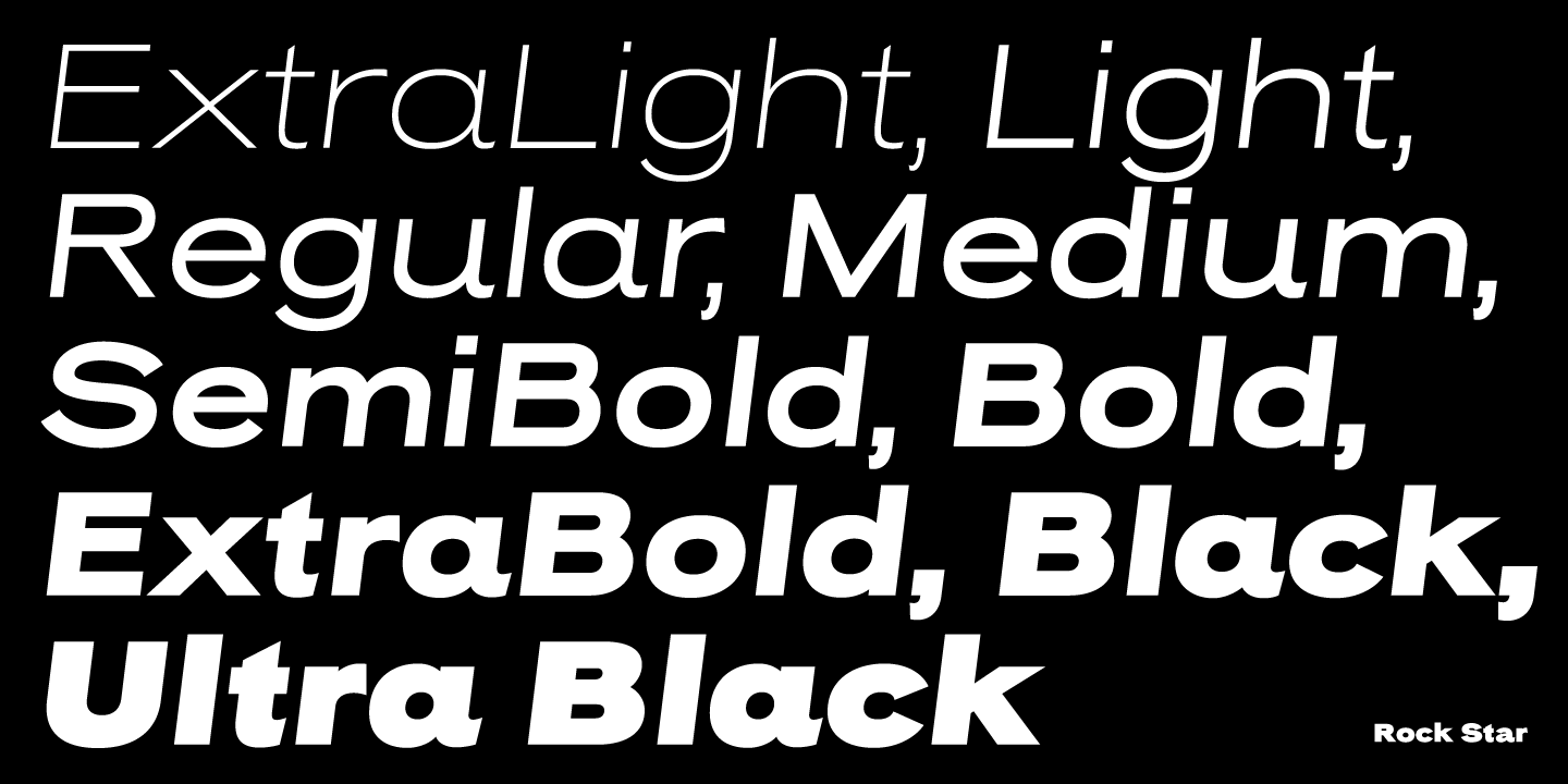 Beispiel einer Rock Star Ultra Black Italic-Schriftart